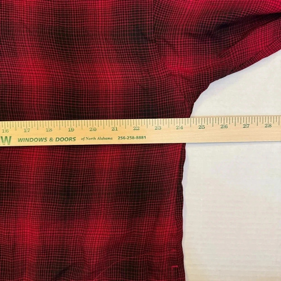 J Jill Plaid Button Front Tunic Top Red Long Sleeve Spread Collar - Picture 4 of 6